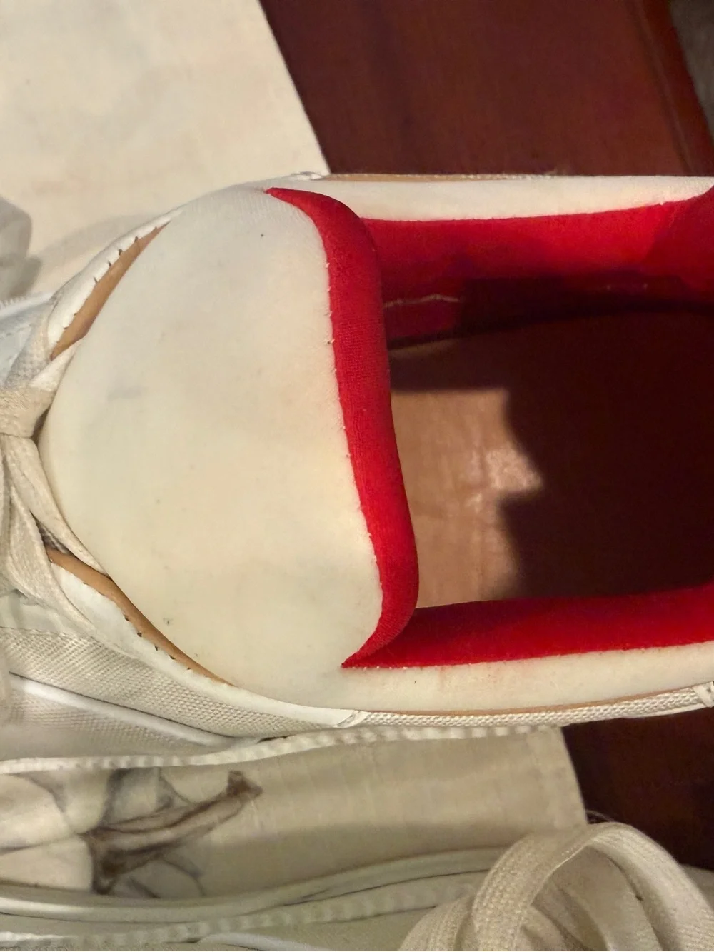 Christian Louboutin White Sneakers with Red Inner Trim - Picture 7 of 7